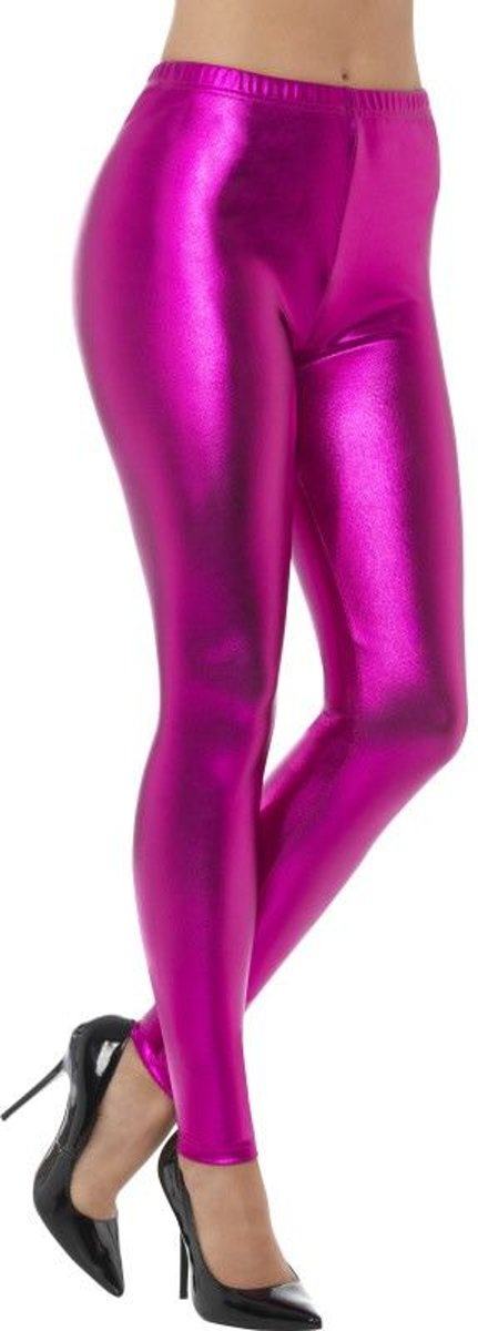 Jaren 80 & 90 Kostuum | Metallic Disco Legging Paars Vrouw | Large | Carnaval kostuum | Verkleedkleding